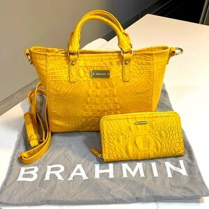 Brahmin yellow bag with wallet